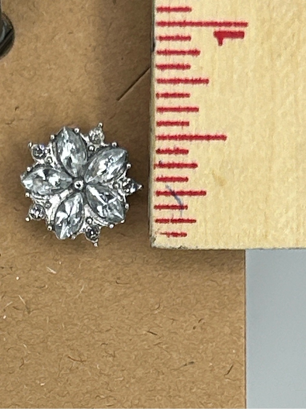 Silver Floral Crystal Stud Earrings - Elegant Fashion Jewelry - Picture 2 of 5